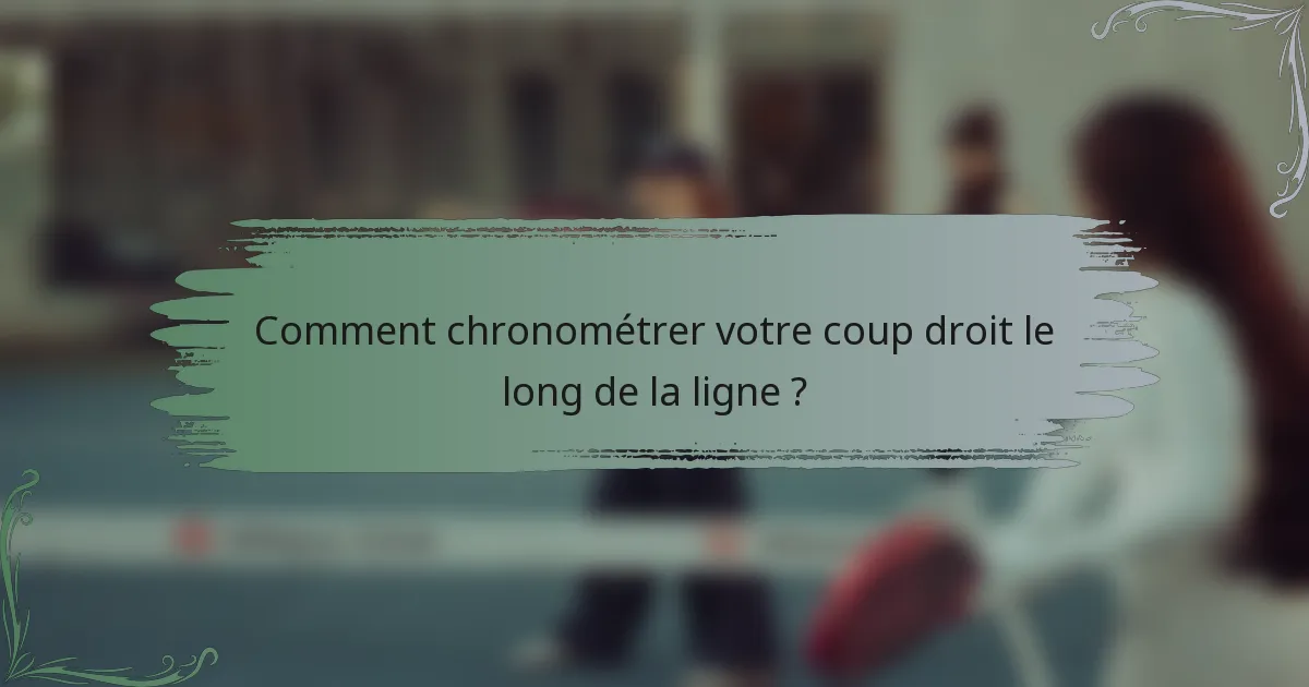 Comment chronométrer votre coup droit le long de la ligne ?