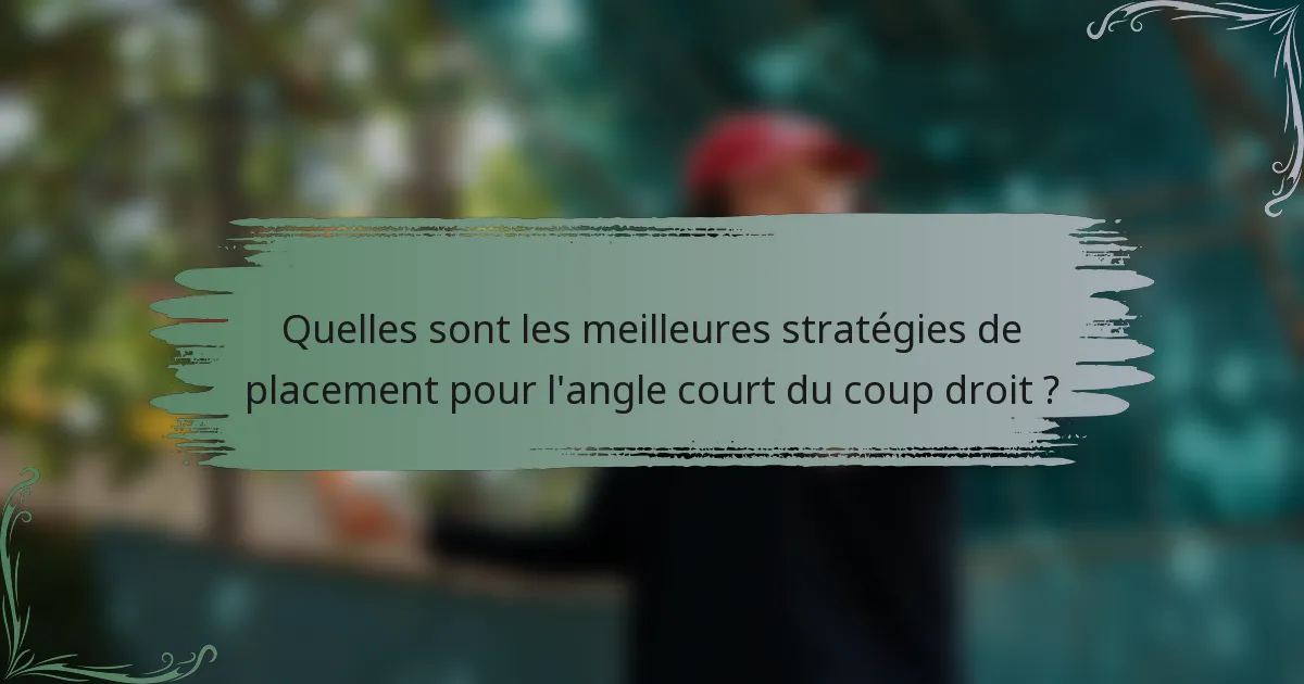 Quelles sont les meilleures stratégies de placement pour l'angle court du coup droit ?